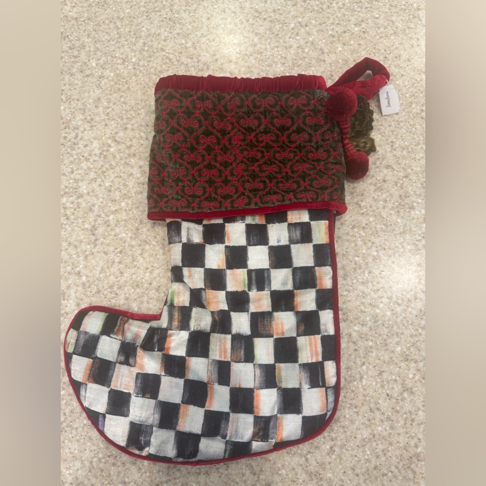 1 Mackenzie child 17 inch Red and Green Christmas Stocking.
